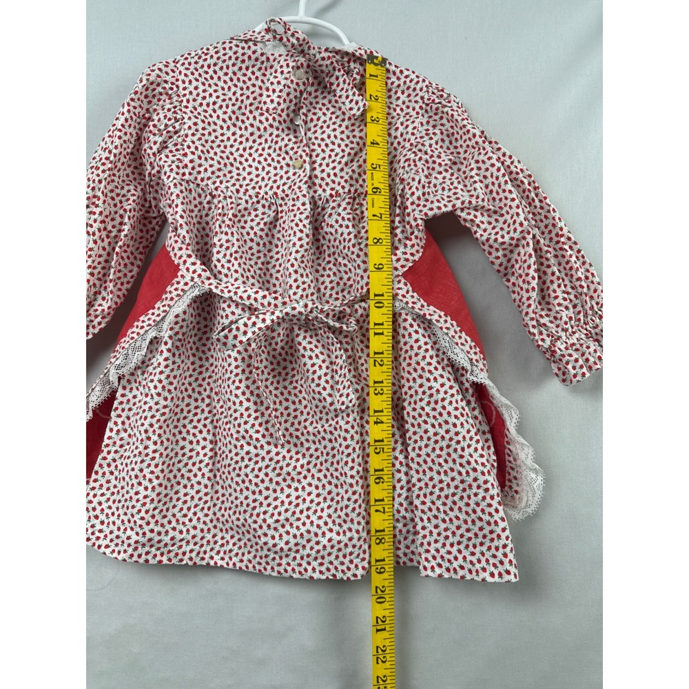 Unbranded Gingerbread Pinafore Dress Kids 3T Red Strawberry Print Lace Holiday - Picture 7 of 9